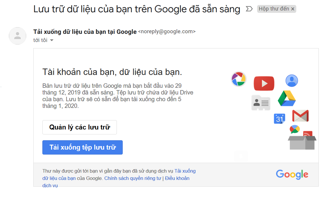 Tải toàn bộ tài liệu trên Google Drive bằng Google Takeout Tải toàn bộ tài liệu trên Google Drive bằng Google Takeout